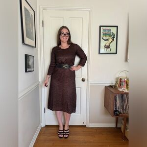 90s Vintage Red Gold and Black Velvet Burnout Dress